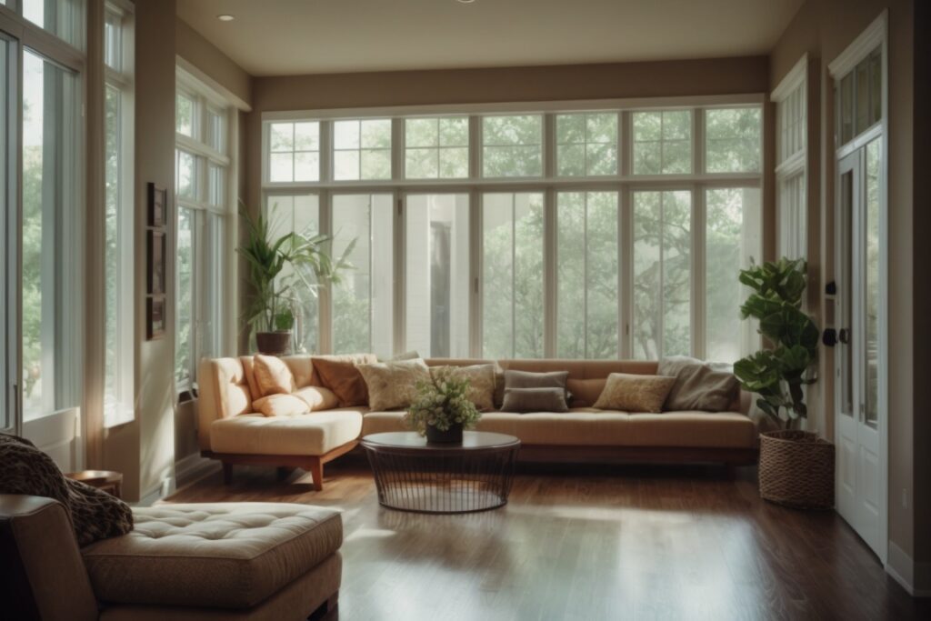 San Antonio home interior with visible Low-E window film