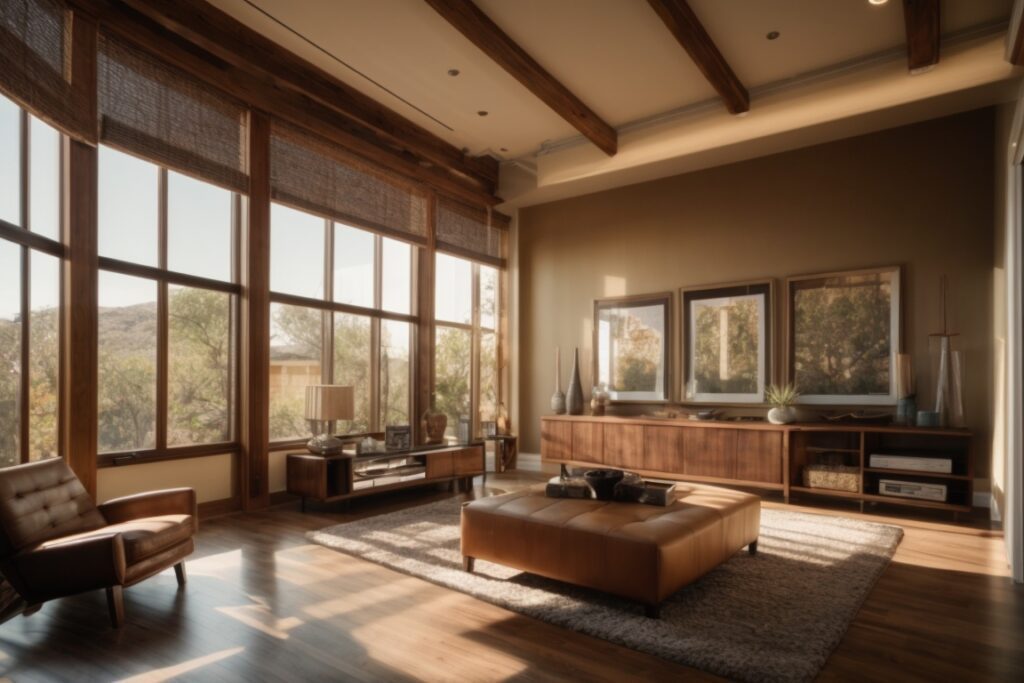 San Antonio home interior with sunlight filtering through window film
