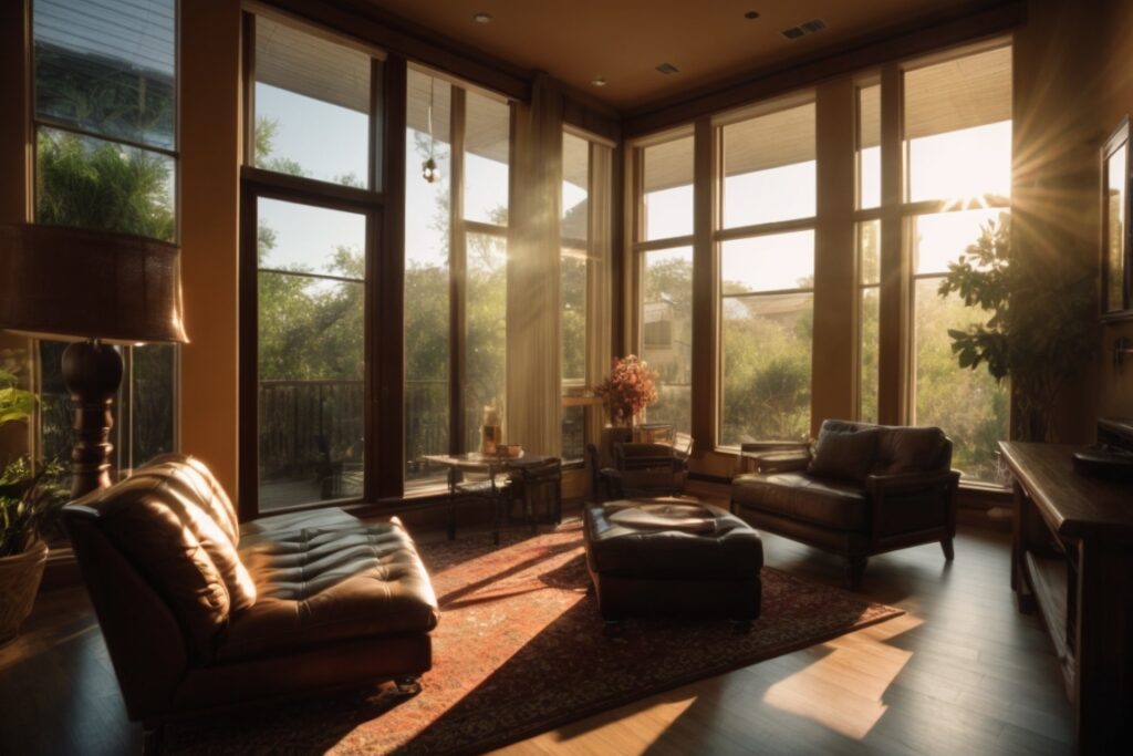 San Antonio home interior with sunlight filtering through window films