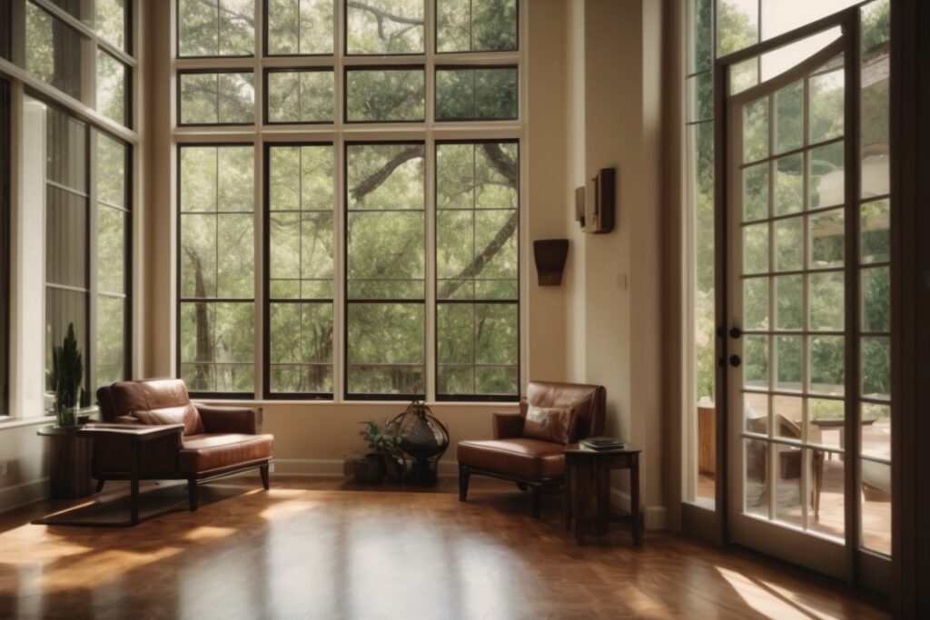San Antonio home interior with opaque windows for privacy