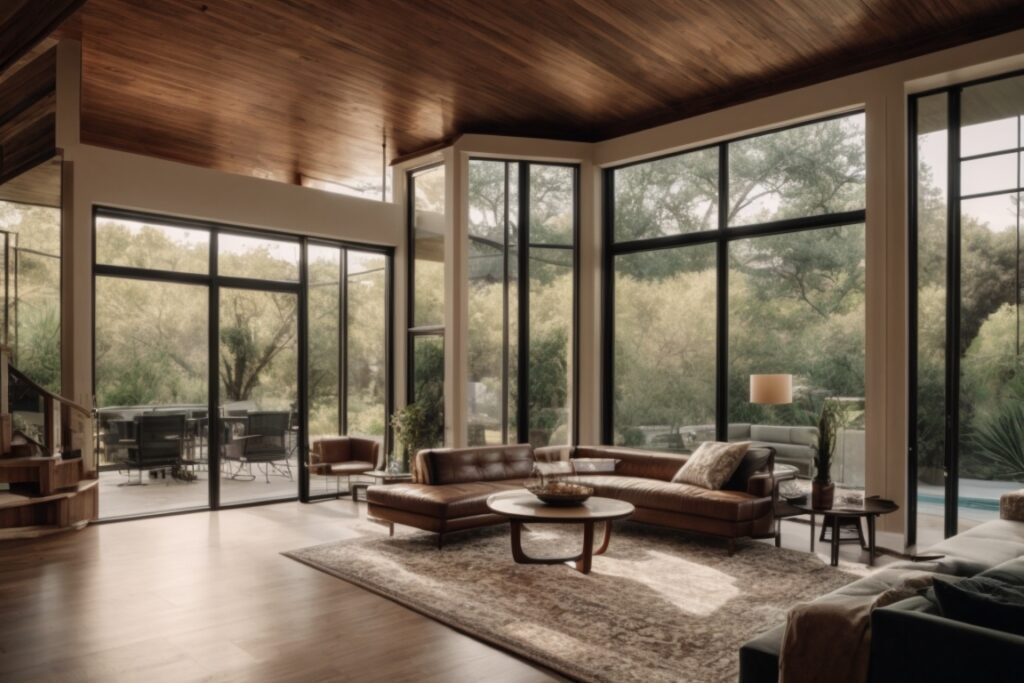 San Antonio home interior with spectrally selective window film installed