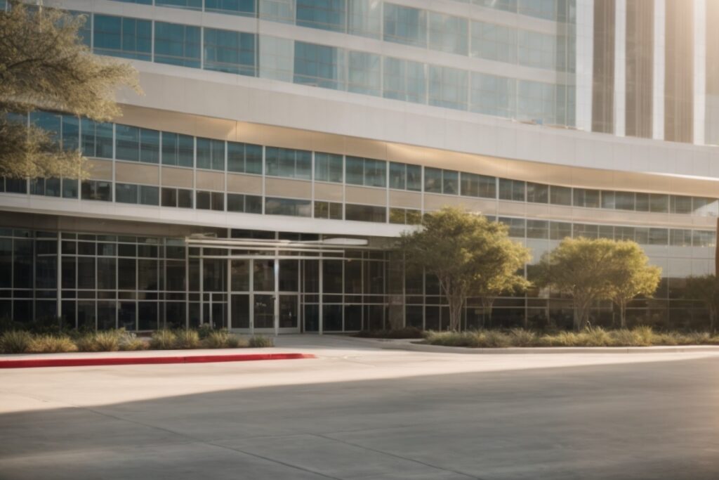 sunlight filtering through opaque windows in San Antonio commercial space