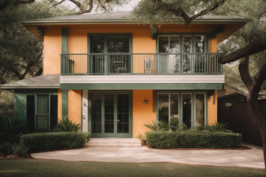 San Antonio home with tinted windows and vibrant exterior