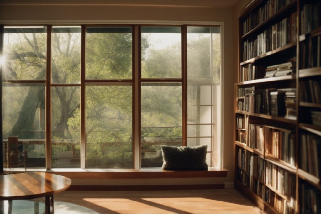 San Antonio home interior with solar window film blocking sunlight