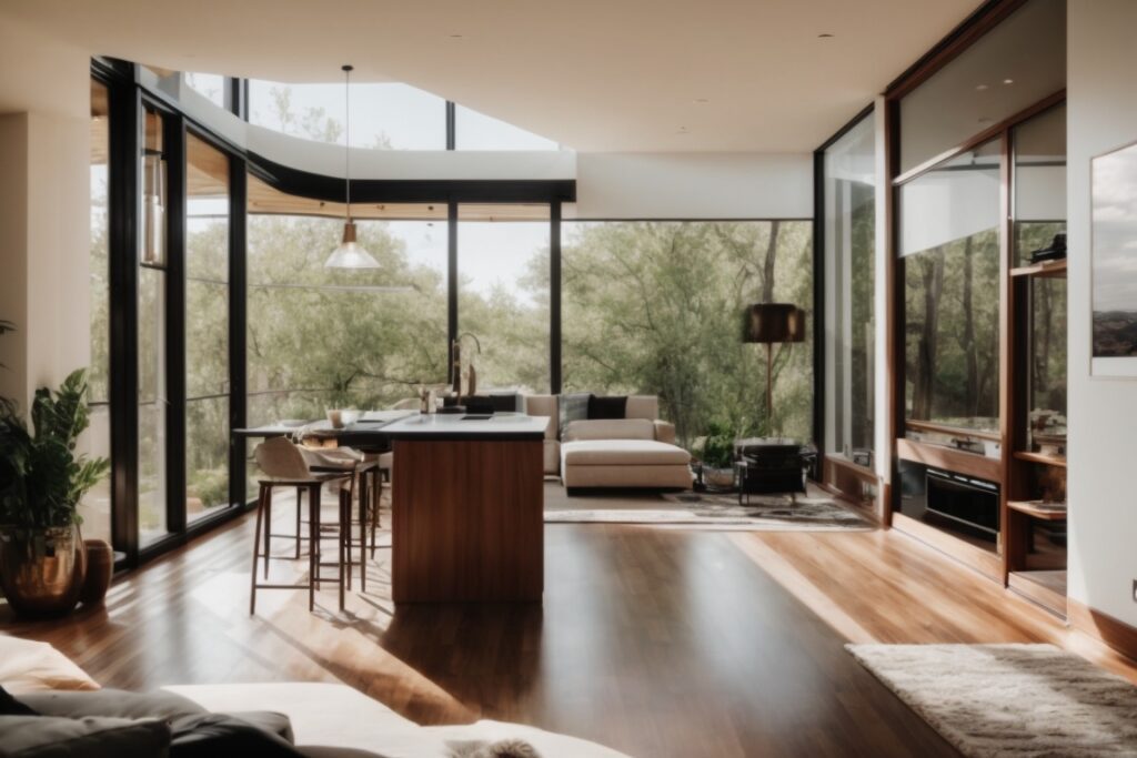 Interior of a modern home with low-e window film in San Antonio