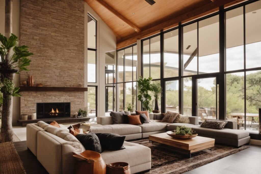 San Antonio home with light-filtering window films, energy-efficient interiors