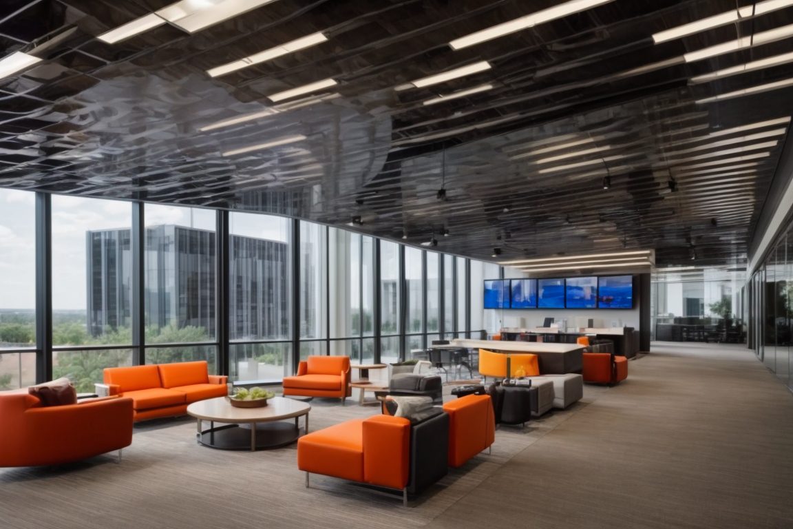 San Antonio corporate office with custom commercial window films, vibrant and branded