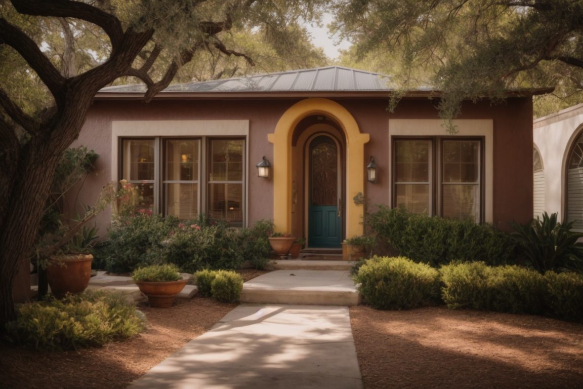 San Antonio home with sunlit opaque windows and vibrant exterior
