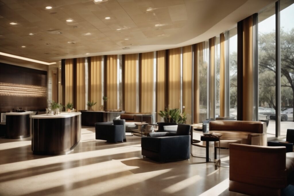 San Antonio commercial interior with opaque window films and elegant decor