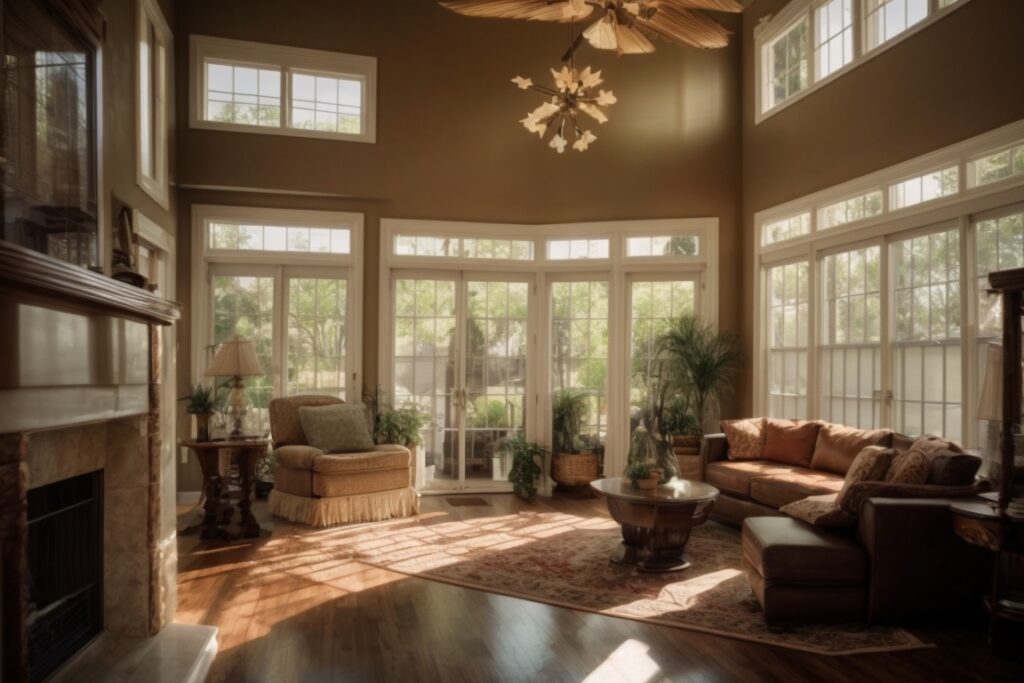 San Antonio home interior with sunlight filtered through tinted windows