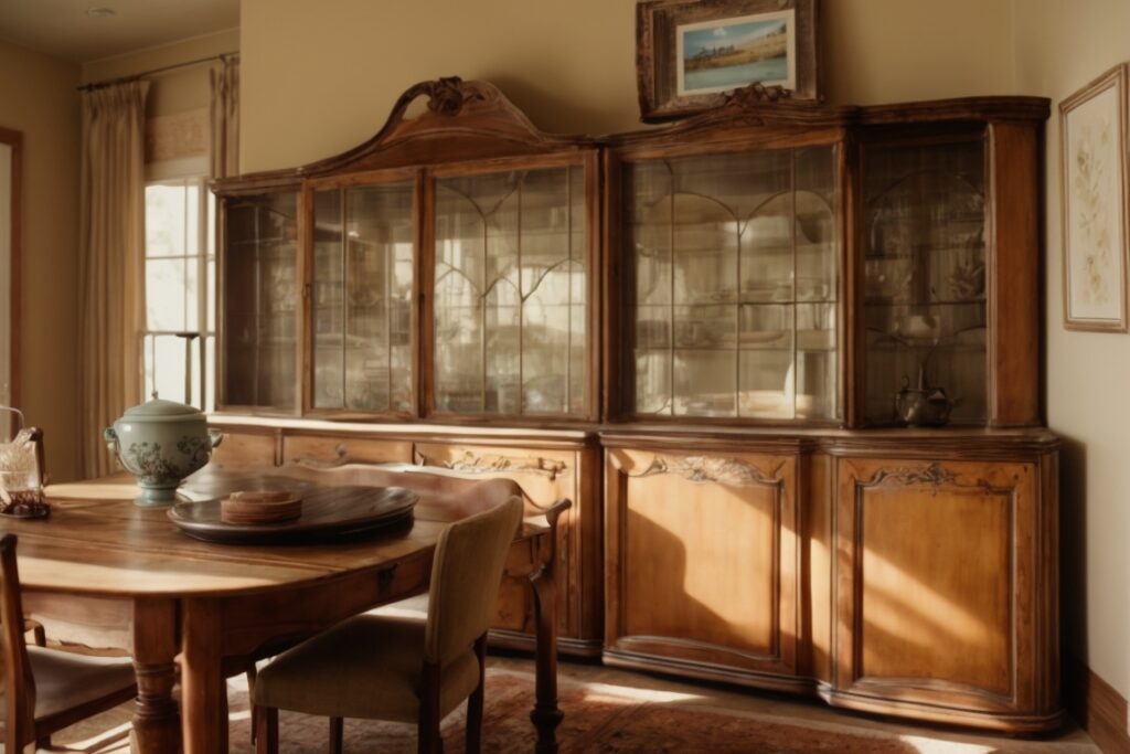 interior of a sunny San Antonio home with faded furniture