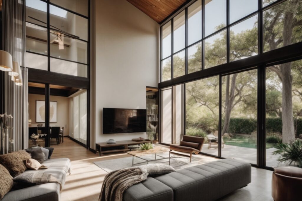 San Antonio home with modern window films and energy-efficient design
