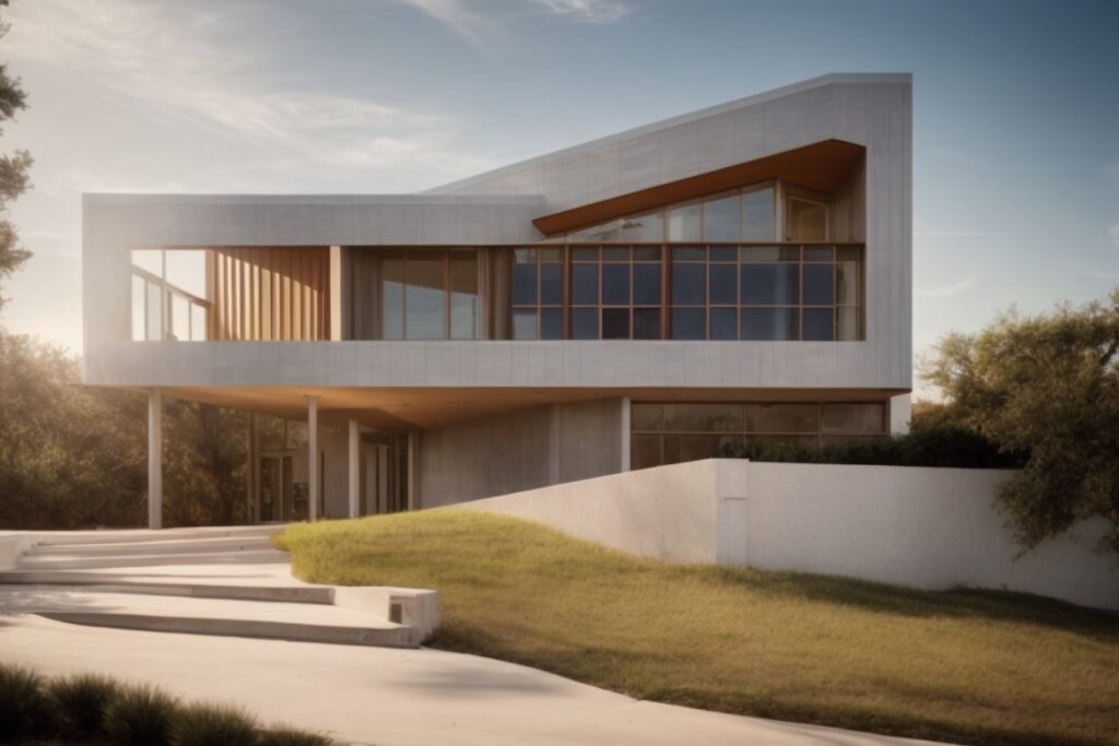Modern building in San Antonio with low-E window films, reflecting sunlight