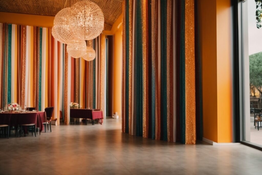 San Antonio event venue with decorative films and vibrant cultural patterns