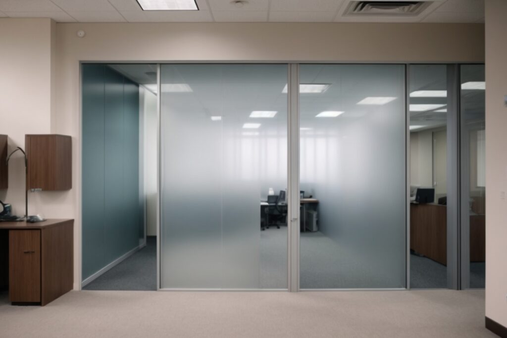 office space with frosted privacy film in San Antonio