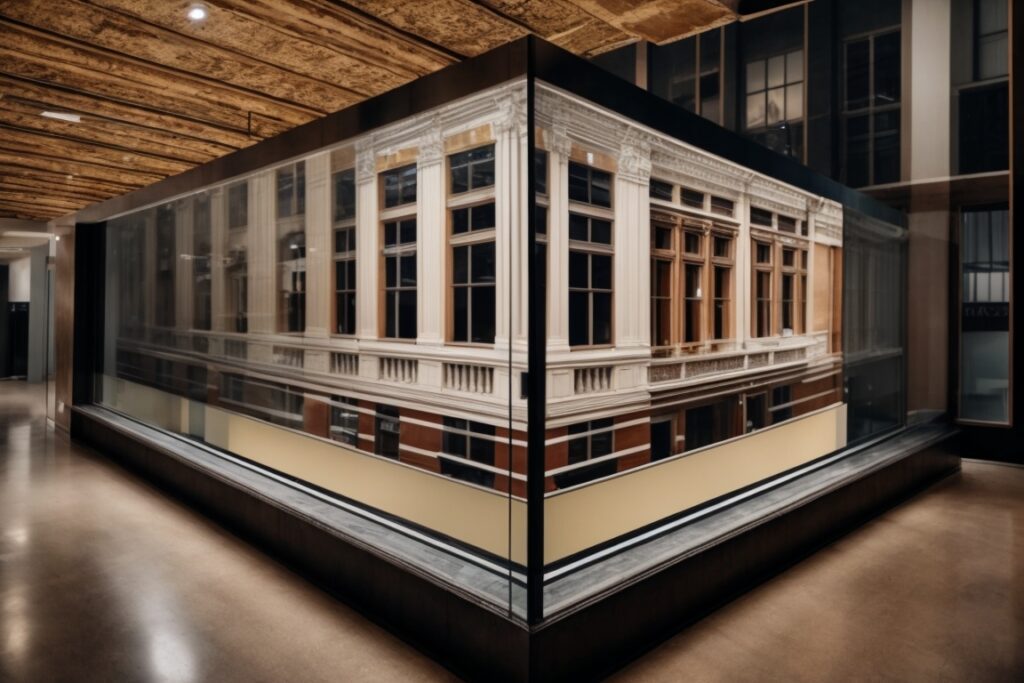 San Antonio historic architecture inspired decorative window film in office
